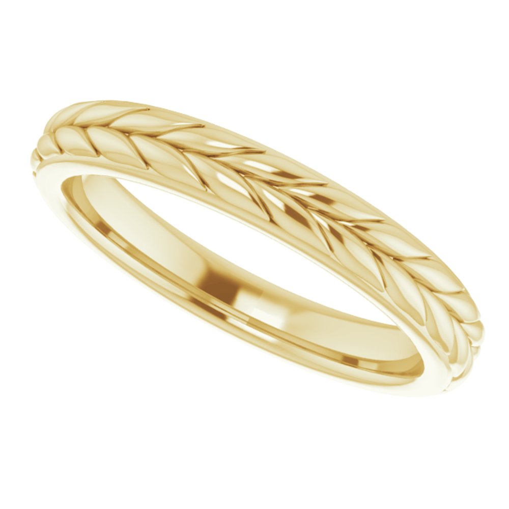 14K Yellow Gold 3 mm Wheat Pattern Flat Band Size 5.5
