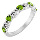 14K White Natural Peridot Stackable Ring