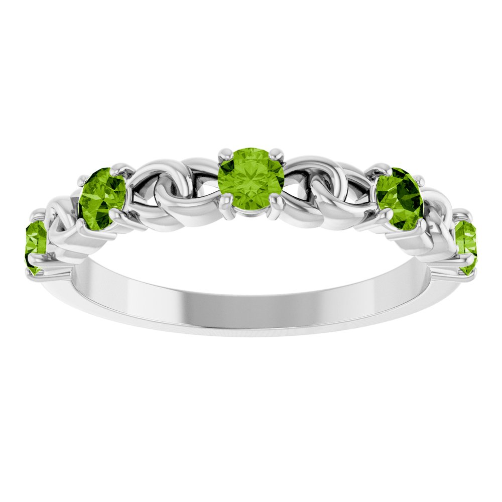 14K White Natural Peridot Stackable Ring
