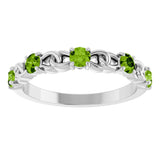 14K White Natural Peridot Stackable Ring
