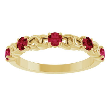 14K Yellow Natural Ruby Stackable Ring