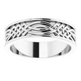 14K White Gold 6 mm Celtic-Inspired Inlay Flat Band
