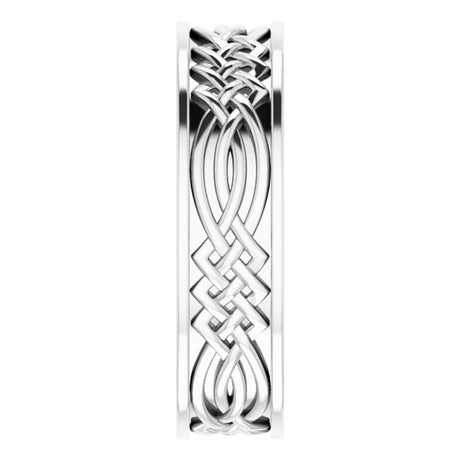 14K White Gold 6 mm Celtic-Inspired Inlay Flat Band