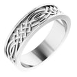 14K White Gold 6 mm Celtic-Inspired Inlay Flat Band Size 9