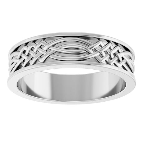 Platinum 6 mm Celtic-Inspired Inlay Flat Band Size 10