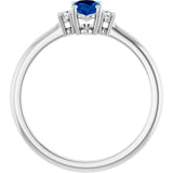 14K White Lab-Grown Blue Sapphire & .04 CTW Natural Diamond Ring