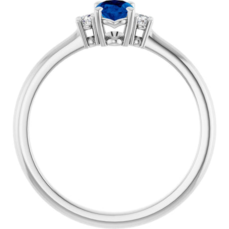 14K White Lab-Grown Blue Sapphire & .04 CTW Natural Diamond Ring