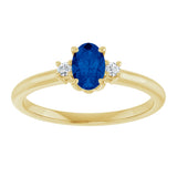 14K Yellow Lab-Grown Blue Sapphire & .04 CTW Natural Diamond Ring