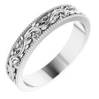 Sterling Silver 4 mm Milgrain Edge Floral Flat Band Size 7