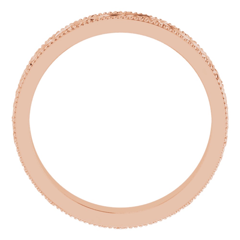 14K Rose Gold 4 mm Milgrain Edge Floral Flat Band Size 7