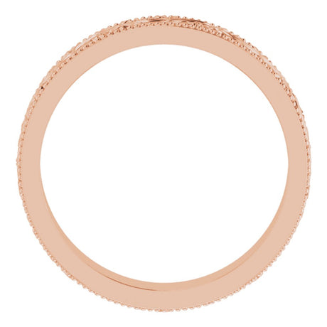 14K Rose Gold 4 mm Milgrain Edge Floral Flat Band Size 7