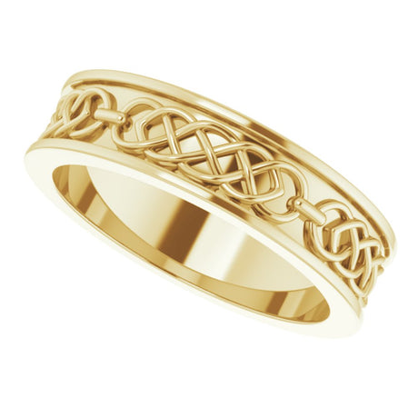 14K Yellow Gold 6 mm Celtic-Inspired Flat Band Size 10.5