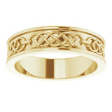 14K Yellow Gold 6 mm Celtic-Inspired Flat Band Size 10.5