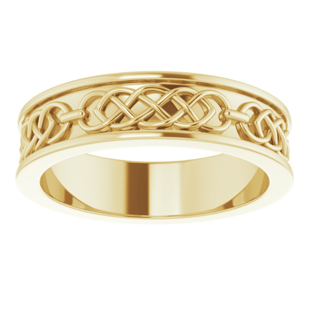 14K Yellow Gold 6 mm Celtic-Inspired Flat Band Size 10.5