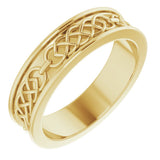 14K Yellow Gold 6 mm Celtic-Inspired Flat Band Size 10.5