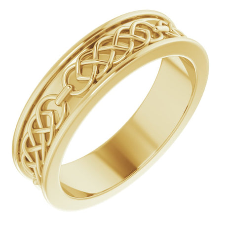 14K Yellow Gold 6 mm Celtic-Inspired Flat Band Size 10.5