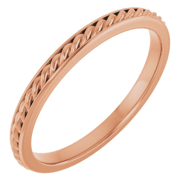 14K Rose 2 mm Rope Flat Band Size 7