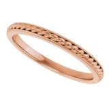 14K Rose 2 mm Rope Flat Band Size 7