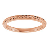 14K Rose 2 mm Rope Band Size 7