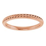 14K Rose 2 mm Rope Flat Band Size 7