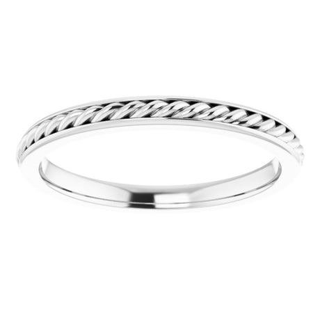 14K White Gold 2 mm Rope Flat Band Size 6