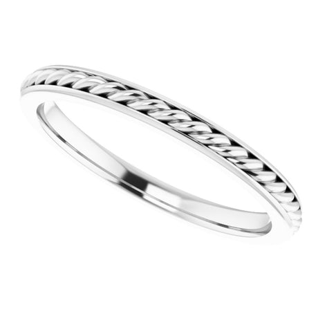 14K White Gold 2 mm Rope Flat Band Size 6