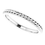 14K White Gold 2 mm Rope Flat Band Size 6