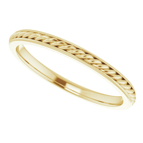14K Yellow 2 mm Rope Flat Band Size 8