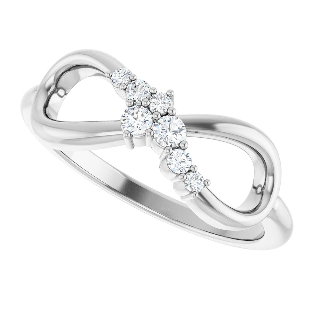 14K White 1/8 CTW Natural Diamond Infinity-Inspired Ring