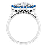 14K White Natural Blue Sapphire & 1/3 CTW Natural Diamond Ring