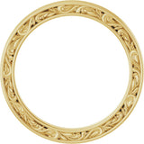 14K Yellow Gold 2 mm Floral Flat Band Size 7