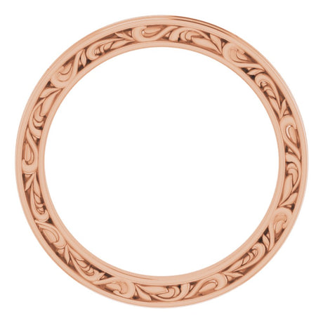 14K Rose 2 mm Sculptural-Inspired Leaf Band   Size 7