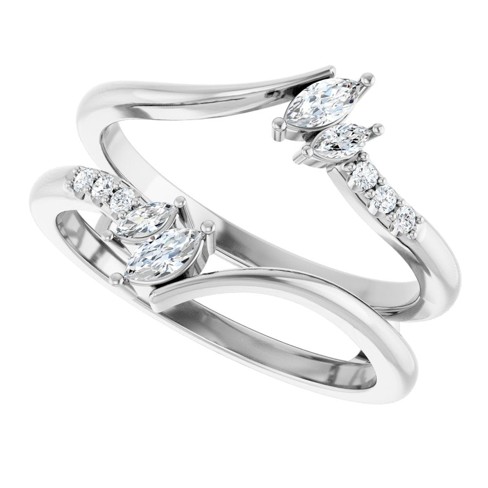 14K White Gold 1/4 CTW Natural Diamond Ring Guard 