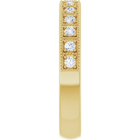 14K Yellow 1/4 CTW Natural Diamond Milgrain Anniversary Band