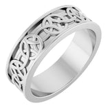 14K White Gold 7 mm Celtic-Inspired Flat Band Size 10