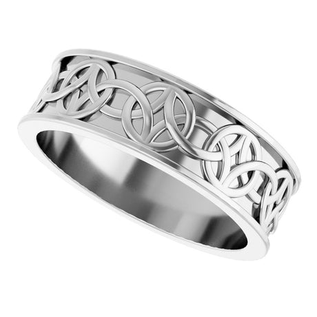 14K White Gold 7 mm Celtic-Inspired Flat Band Size 10