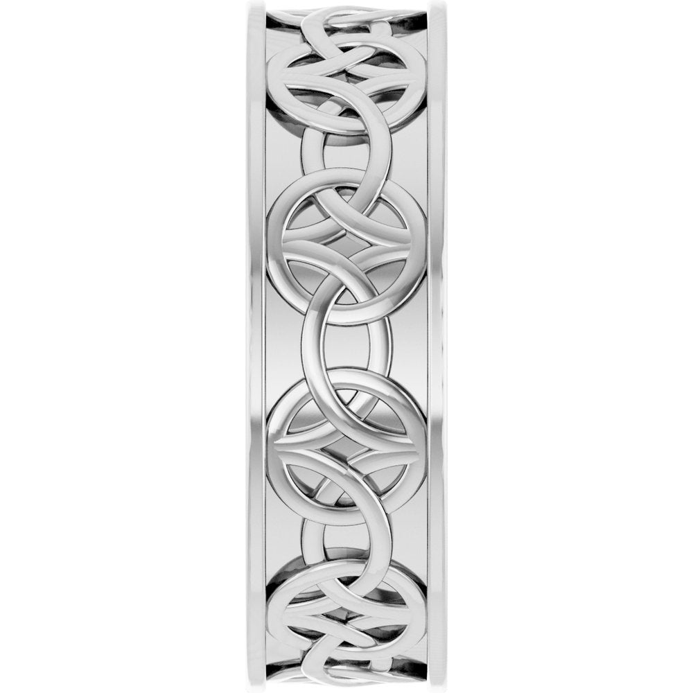 14K White Gold 7 mm Celtic-Inspired Flat Band Size 10