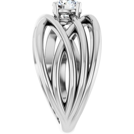 14K White Gold 1/2 CT Natural Diamond Criss-Cross Ring 