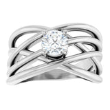 14K White Gold 1/2 CT Natural Diamond Criss-Cross Ring 