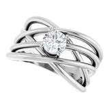 14K White Gold 1/2 CT Natural Diamond Criss-Cross Ring 