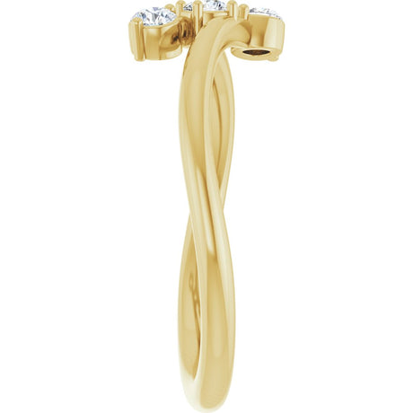 14K Yellow Gold 1/5 CTW Natural Diamond Three-Stone Bypass Ring  
