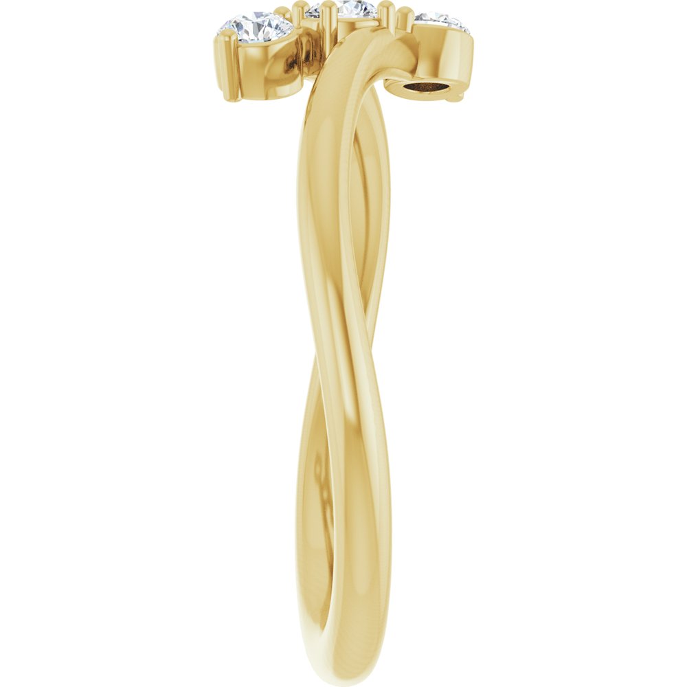 14K Yellow Gold 1/5 CTW Natural Diamond Three-Stone Bypass Ring  