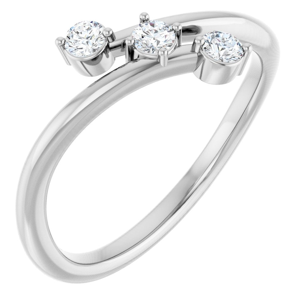 14K White Gold 1/5 CTW Natural Diamond Three-Stone Bypass Ring  