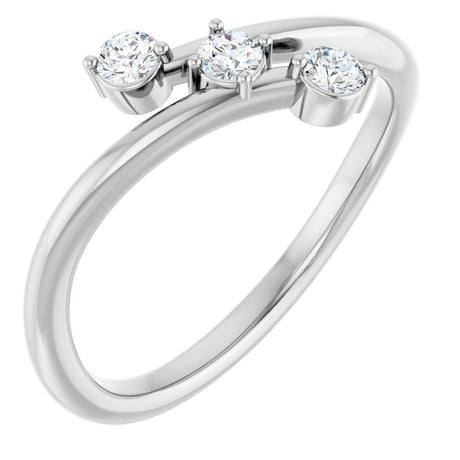 14K White Gold 1/5 CTW Natural Diamond Three-Stone Bypass Ring  