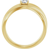 14K Yellow Gold 1/4 CT Natural Diamond Criss-Cross Ring 