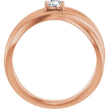 14K Rose Gold 1/4 CT Natural Diamond Criss-Cross Ring 
