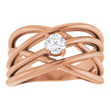 14K Rose Gold 1/4 CT Natural Diamond Criss-Cross Ring 
