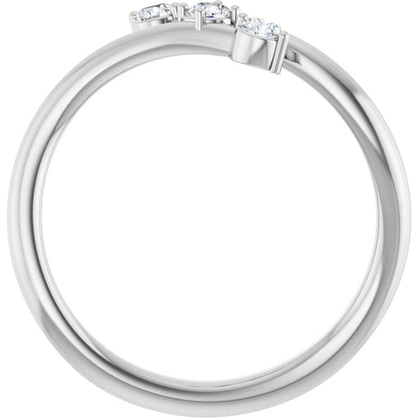14K White Gold 1/5 CTW Natural Diamond Three-Stone Bypass Ring  