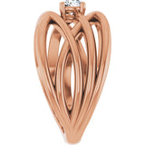 14K Rose Gold 1/4 CT Natural Diamond Criss-Cross Ring 