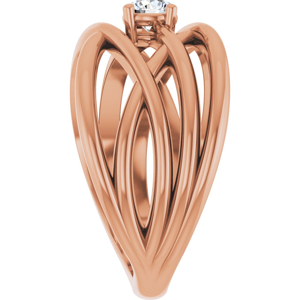 14K Rose Gold 1/4 CT Natural Diamond Criss-Cross Ring 